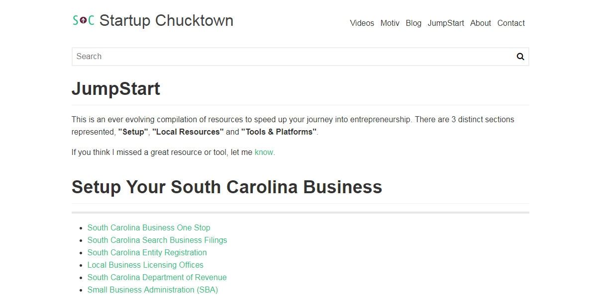 Startup Chucktown website